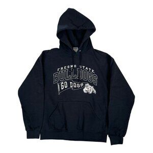Vintage Fresno State Bulldogs Hoodie Sweatshirt Size Medium Black Y2K